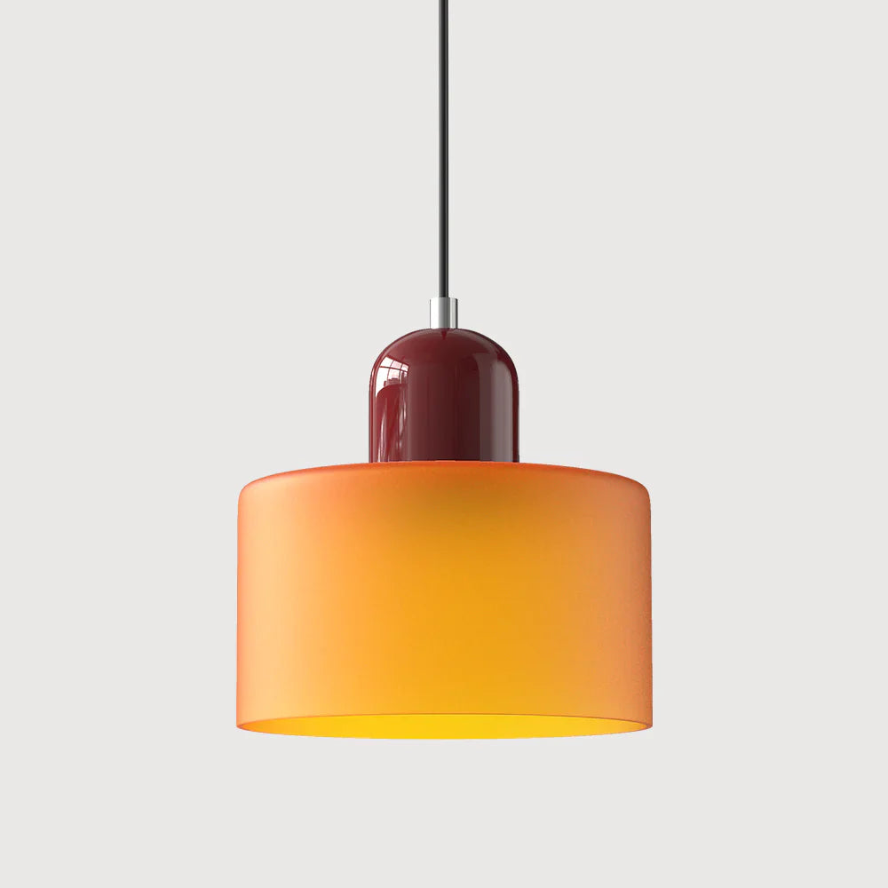 Moderne Pendelleuchte aus farbigem Glas im Bauhaus-Stil