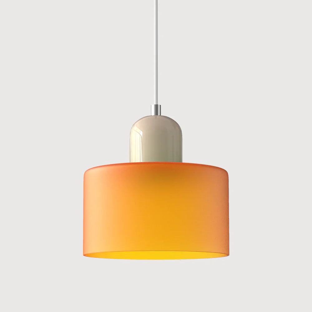 Moderne Pendelleuchte aus farbigem Glas im Bauhaus-Stil