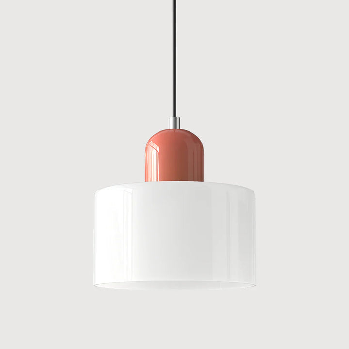 Moderne Pendelleuchte aus farbigem Glas im Bauhaus-Stil