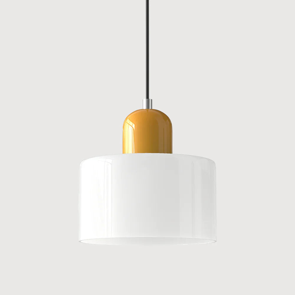 Moderne Pendelleuchte aus farbigem Glas im Bauhaus-Stil