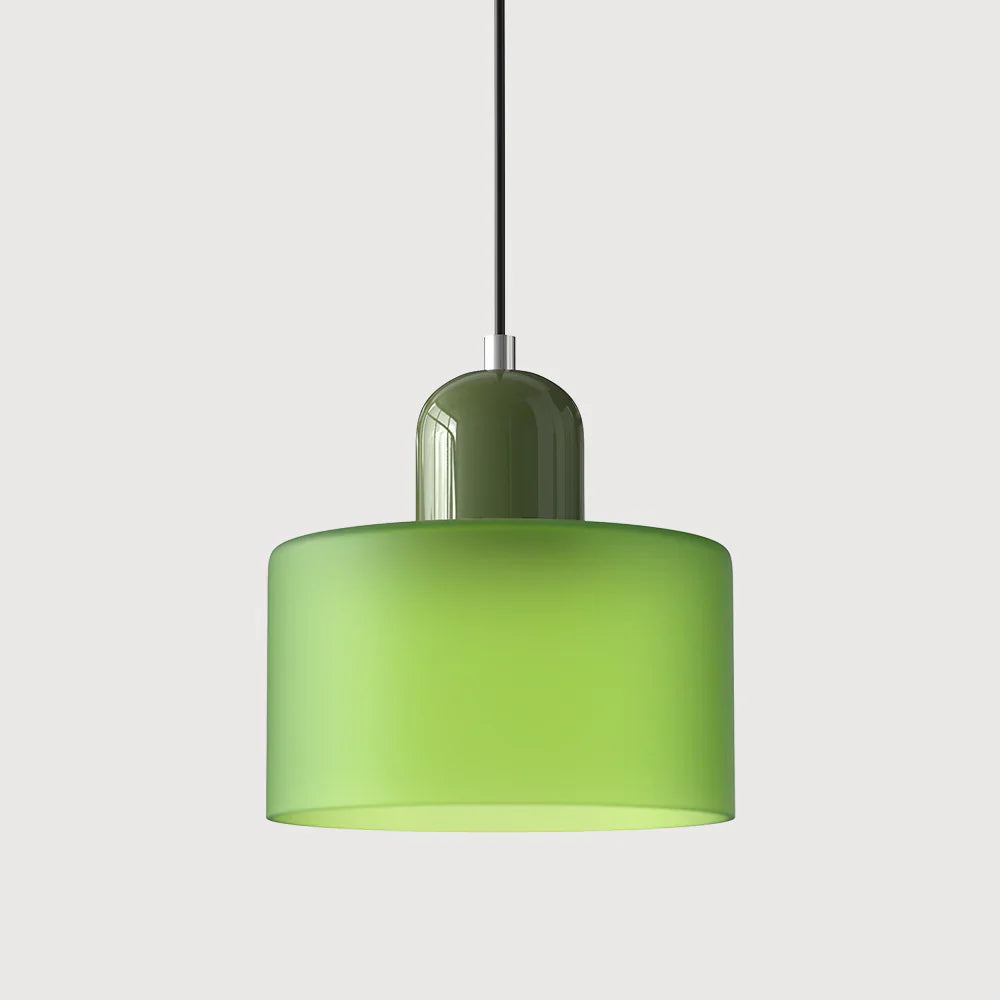 Moderne Pendelleuchte aus farbigem Glas im Bauhaus-Stil