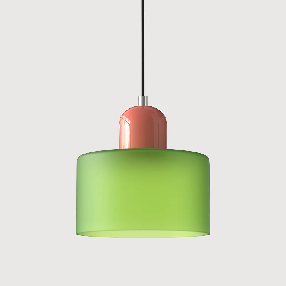 Moderne Pendelleuchte aus farbigem Glas im Bauhaus-Stil