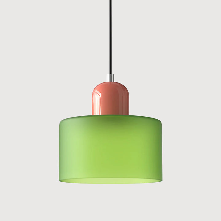 Moderne Pendelleuchte aus farbigem Glas im Bauhaus-Stil