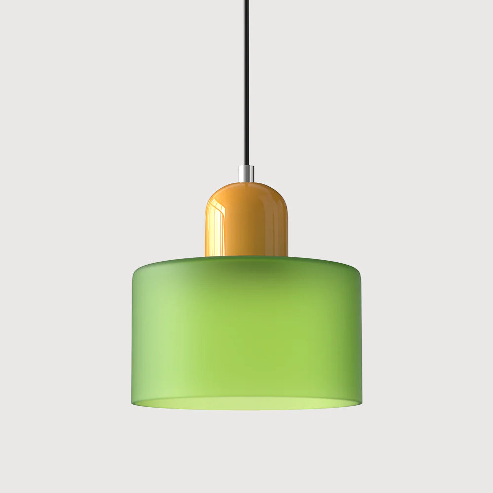 Moderne Pendelleuchte aus farbigem Glas im Bauhaus-Stil