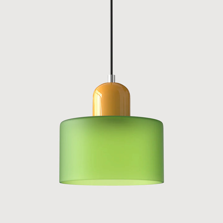 Moderne Pendelleuchte aus farbigem Glas im Bauhaus-Stil