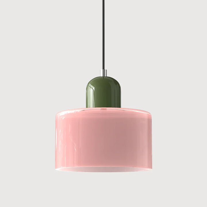 Moderne Pendelleuchte aus farbigem Glas im Bauhaus-Stil
