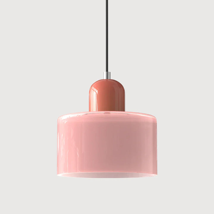 Moderne Pendelleuchte aus farbigem Glas im Bauhaus-Stil