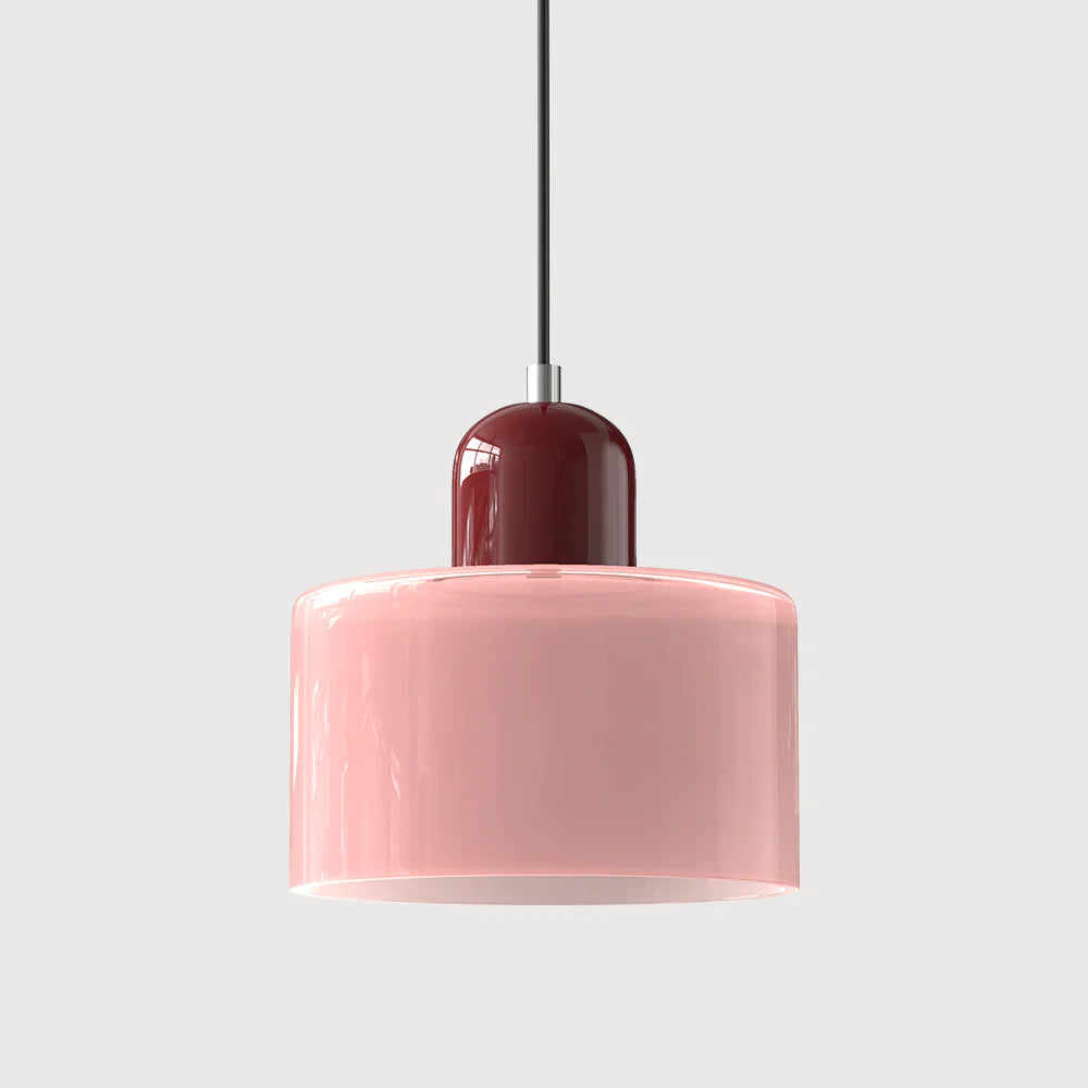 Moderne Pendelleuchte aus farbigem Glas im Bauhaus-Stil