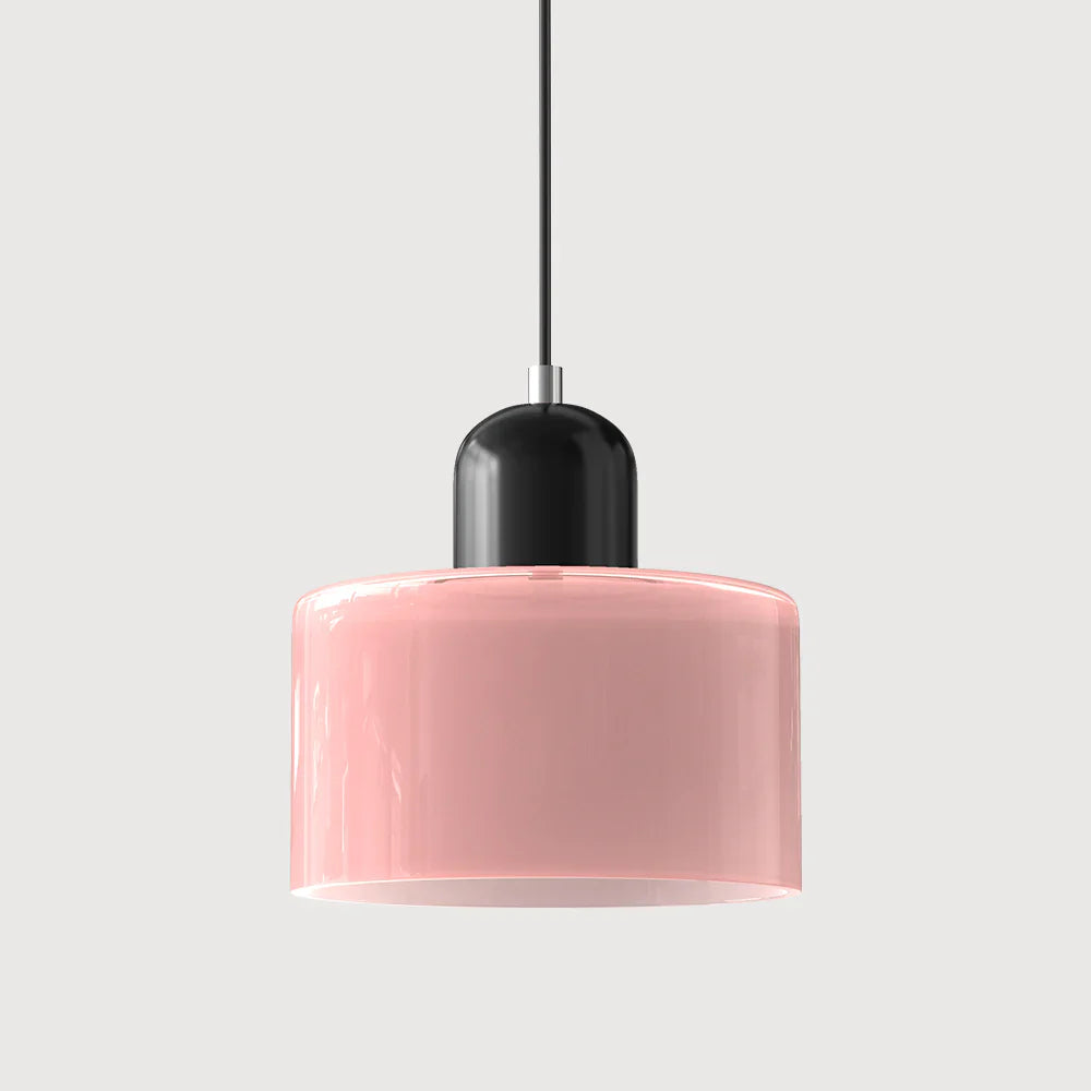 Moderne Pendelleuchte aus farbigem Glas im Bauhaus-Stil