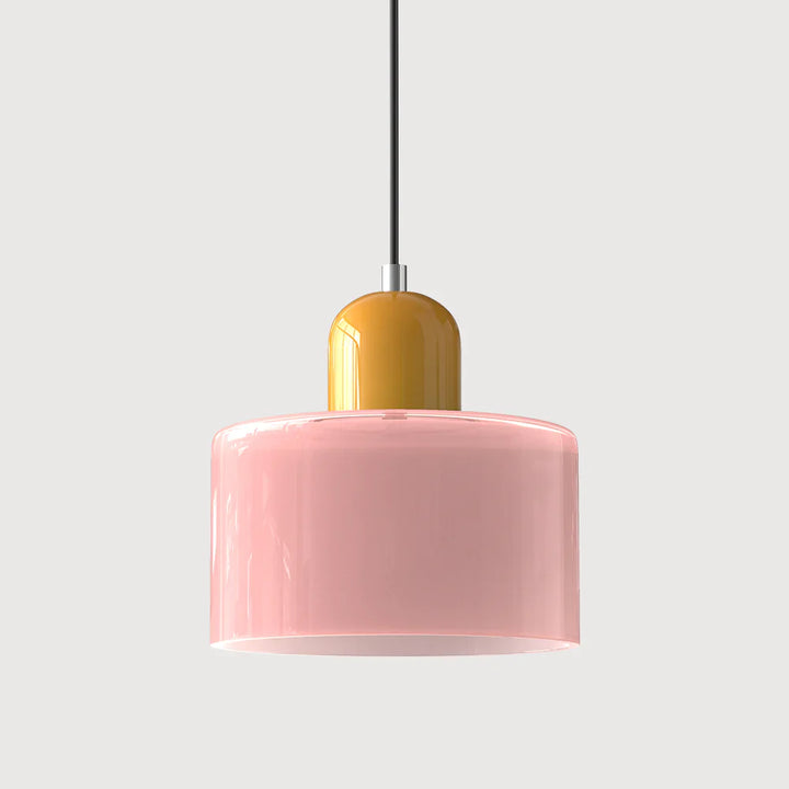 Moderne Pendelleuchte aus farbigem Glas im Bauhaus-Stil