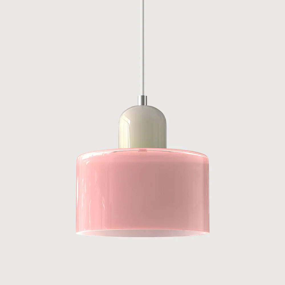 Moderne Pendelleuchte aus farbigem Glas im Bauhaus-Stil