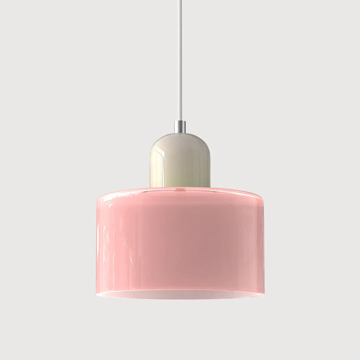 Moderne Pendelleuchte aus farbigem Glas im Bauhaus-Stil