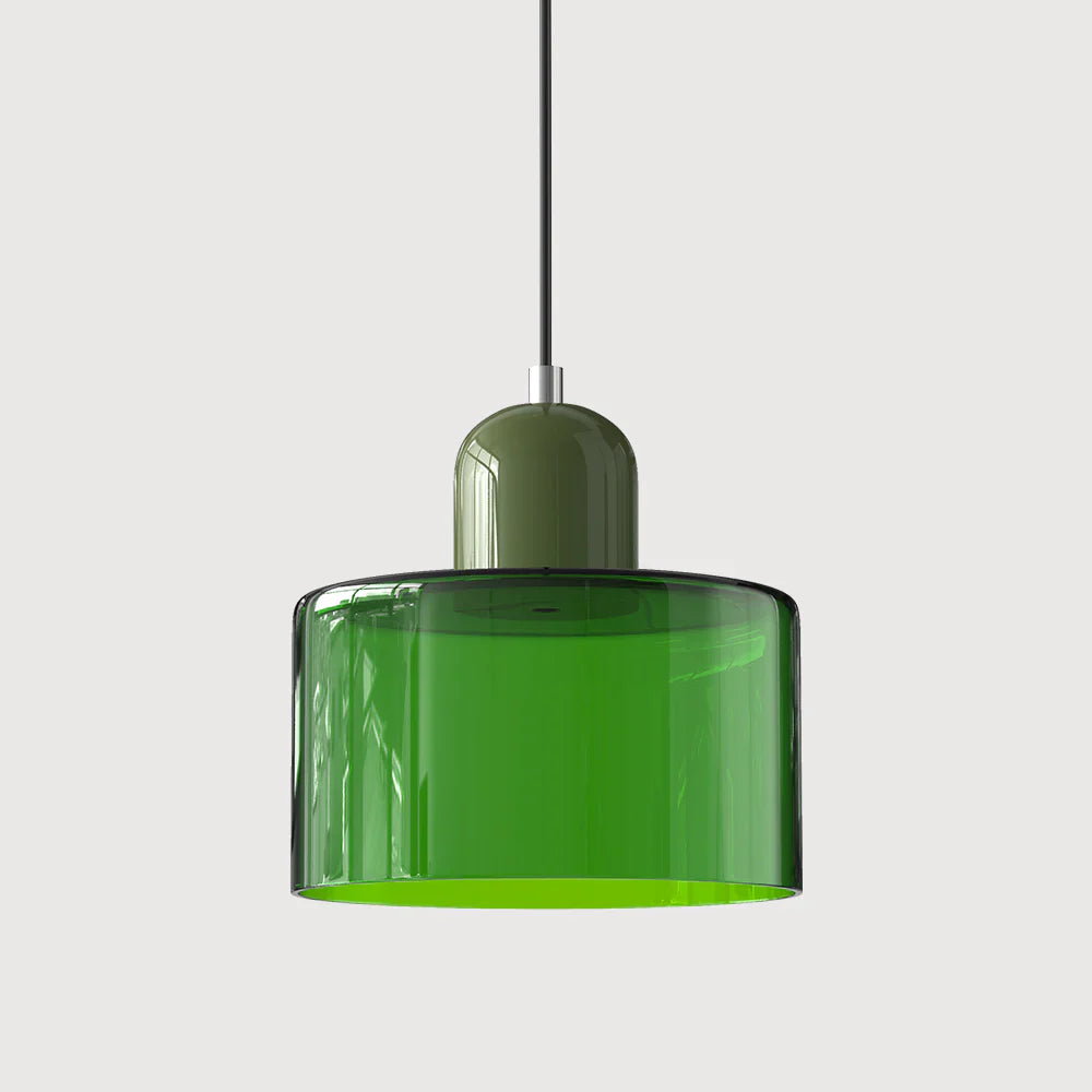 Moderne Pendelleuchte aus farbigem Glas im Bauhaus-Stil