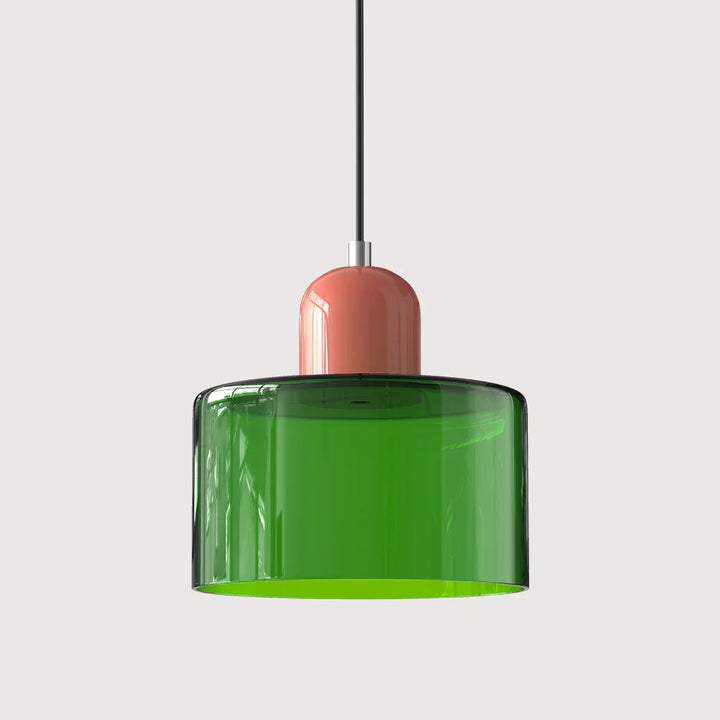 Moderne Pendelleuchte aus farbigem Glas im Bauhaus-Stil