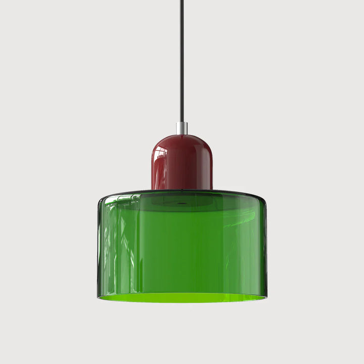 Moderne Pendelleuchte aus farbigem Glas im Bauhaus-Stil