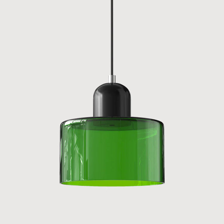Moderne Pendelleuchte aus farbigem Glas im Bauhaus-Stil