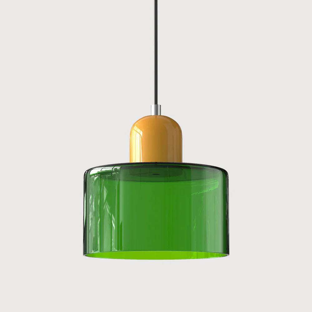Moderne Pendelleuchte aus farbigem Glas im Bauhaus-Stil