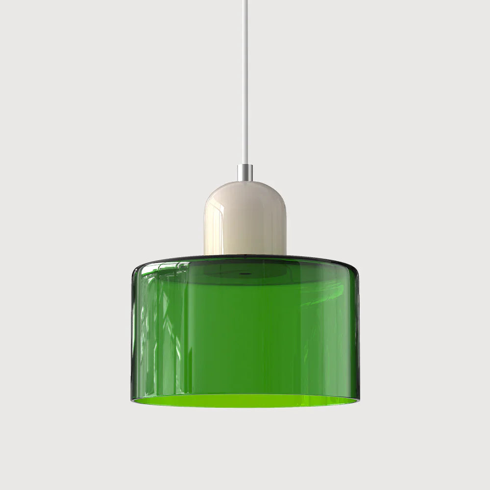 Moderne Pendelleuchte aus farbigem Glas im Bauhaus-Stil