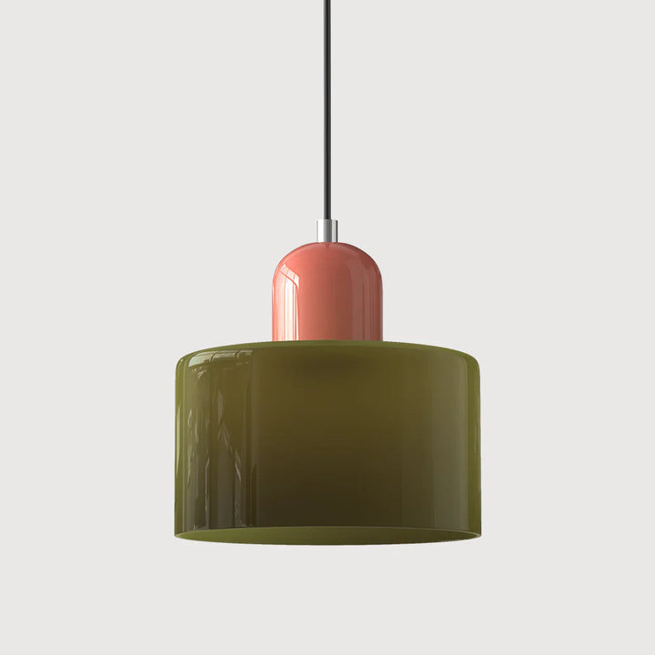 Moderne Pendelleuchte aus farbigem Glas im Bauhaus-Stil