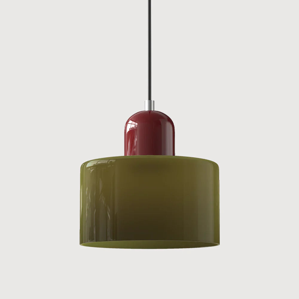 Moderne Pendelleuchte aus farbigem Glas im Bauhaus-Stil