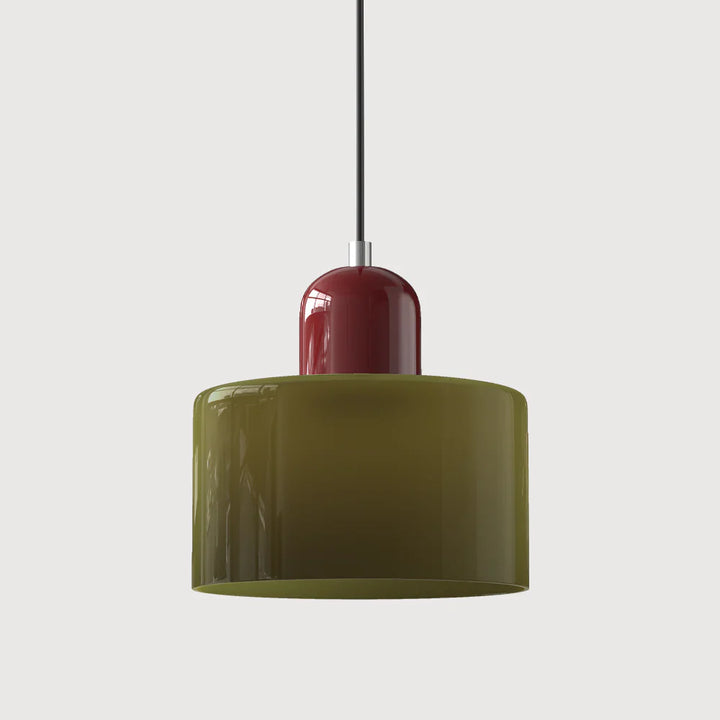 Moderne Pendelleuchte aus farbigem Glas im Bauhaus-Stil