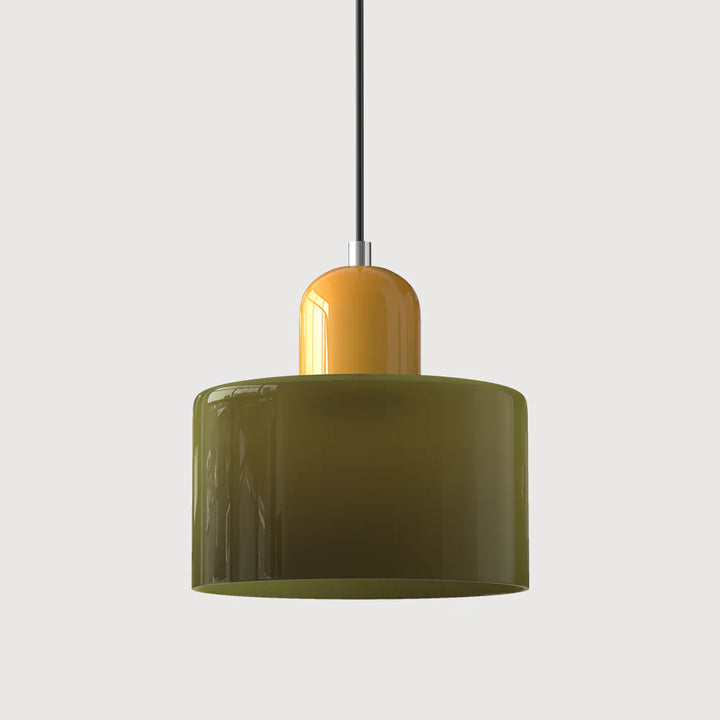 Moderne Pendelleuchte aus farbigem Glas im Bauhaus-Stil