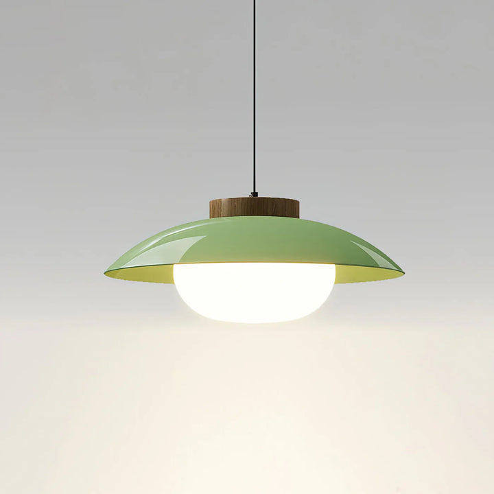 Moderne Glas-Pendelleuchte mit Holzakzent – Minimalistisches Design