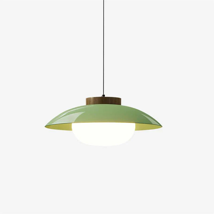 Moderne Glas-Pendelleuchte mit Holzakzent – Minimalistisches Design