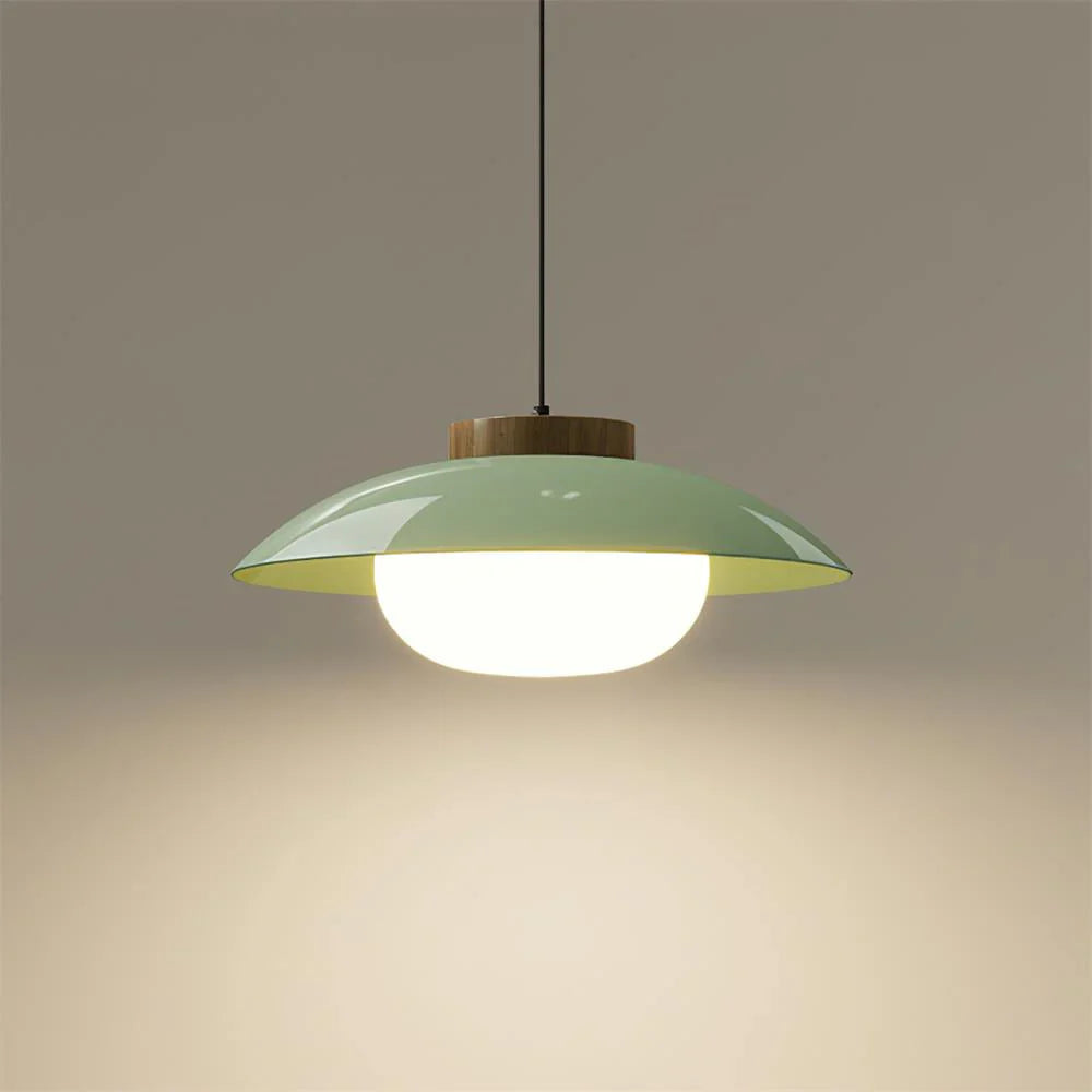 Moderne Glas-Pendelleuchte mit Holzakzent – Minimalistisches Design