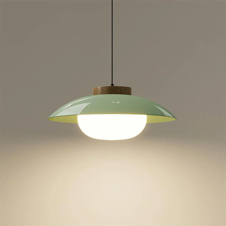 Moderne Glas-Pendelleuchte mit Holzakzent – Minimalistisches Design