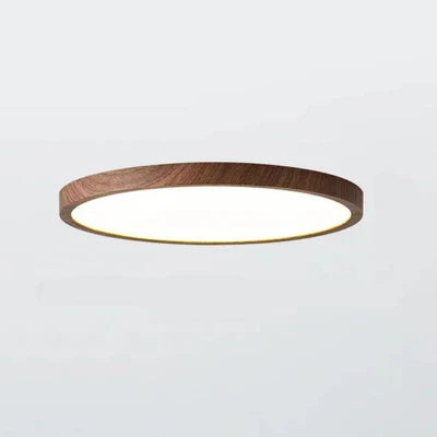 Moderne runde LED-Deckenleuchte mit Holzrahmen