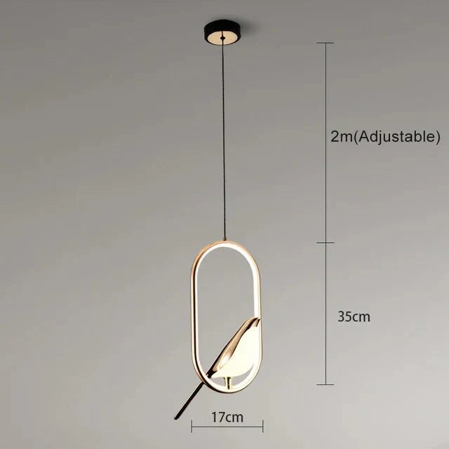 Luxus-Pendelleuchte mit goldenem Vogel