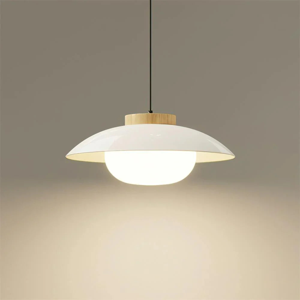Moderne Glas-Pendelleuchte mit Holzakzent – Minimalistisches Design