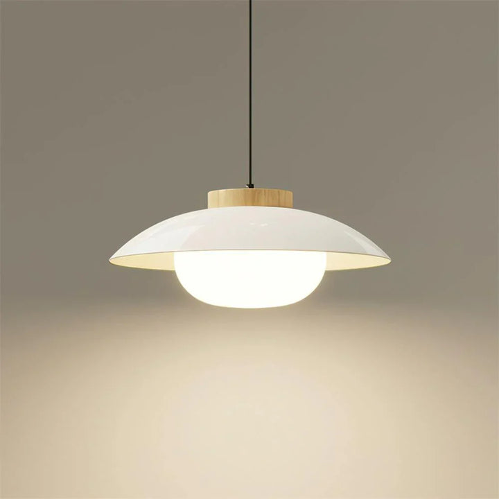 Moderne Glas-Pendelleuchte mit Holzakzent – Minimalistisches Design